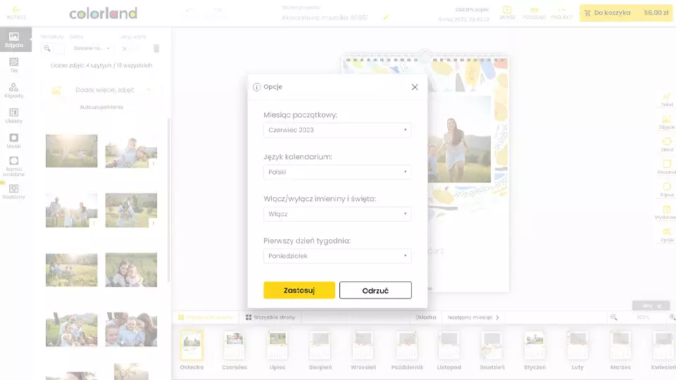 projektowanie fotokalendarza colorland
