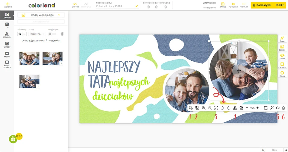 jak edytowac zdjecie w edytorze szablonu fotokubka