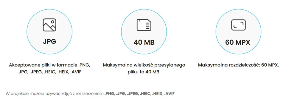 jakie pliki mozna wgrac do edytora przy projektowaniu fotopamiatki