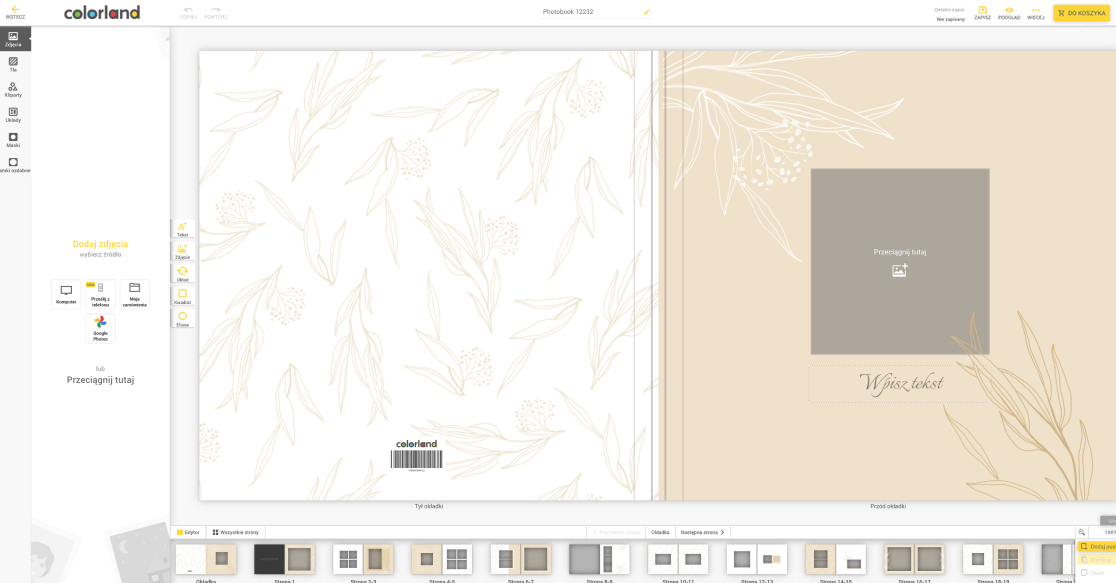 Projektowanie fotoksiążki w kreatorze