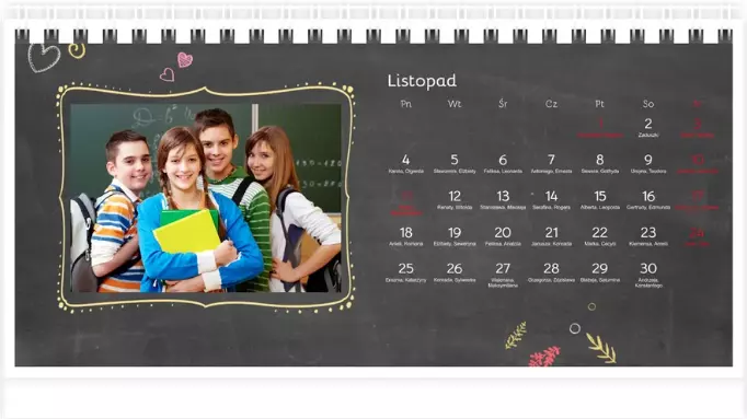 kalendarz na biurko dla nauczyciela