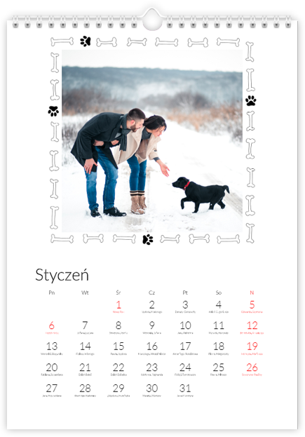 szablon kalendarza z psem