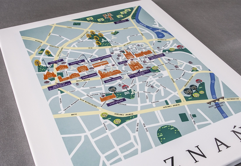 Fotoobraz z artystyczną mapą Poznania